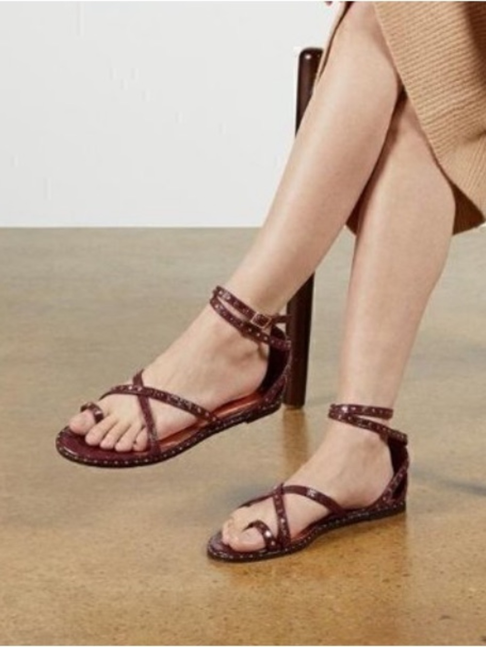 Ted Baker Gladiator Croc-Embossed Leather Strappy Stud Sandals Size 6
